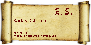 Radek Sára névjegykártya